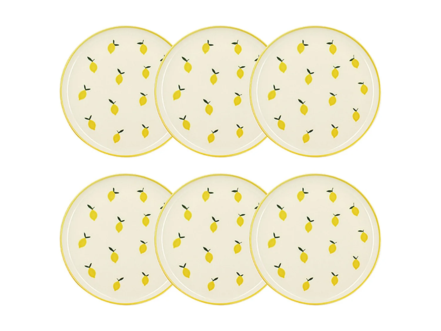 Novastyl - Lot 6 Assiettes Plates Citron 26cm En Grès