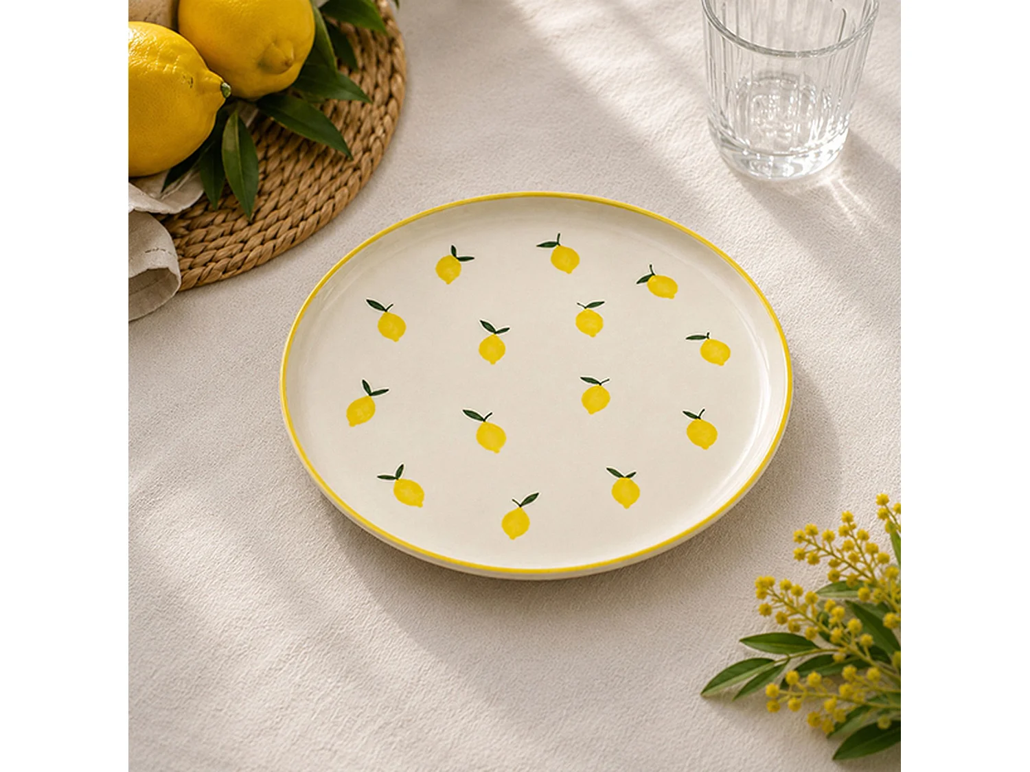 Novastyl - Lot 6 Assiettes Plates Citron 26cm En Grès