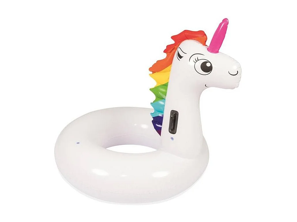 Géant Licorne Bouée de Piscine 136 x 131 cm Multicolore Gonflable avec Poignées