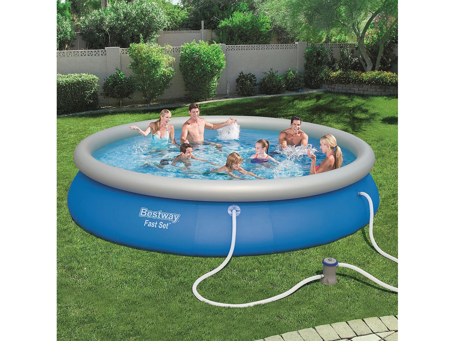 Piscina Desmontable Autoportante Bestway Fast Set 457x84 cm Depuradora de cartucho de 2.006 L/H