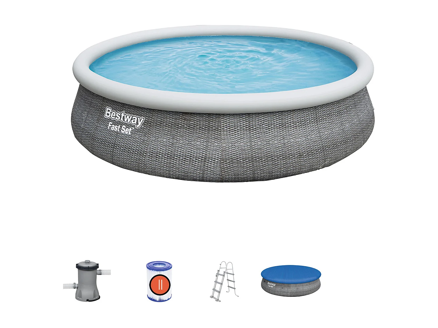 Piscine Démontable Bestway Fast Set Rotin 457x107 cm Filtre à Cartouche de 2.006 litres/heure