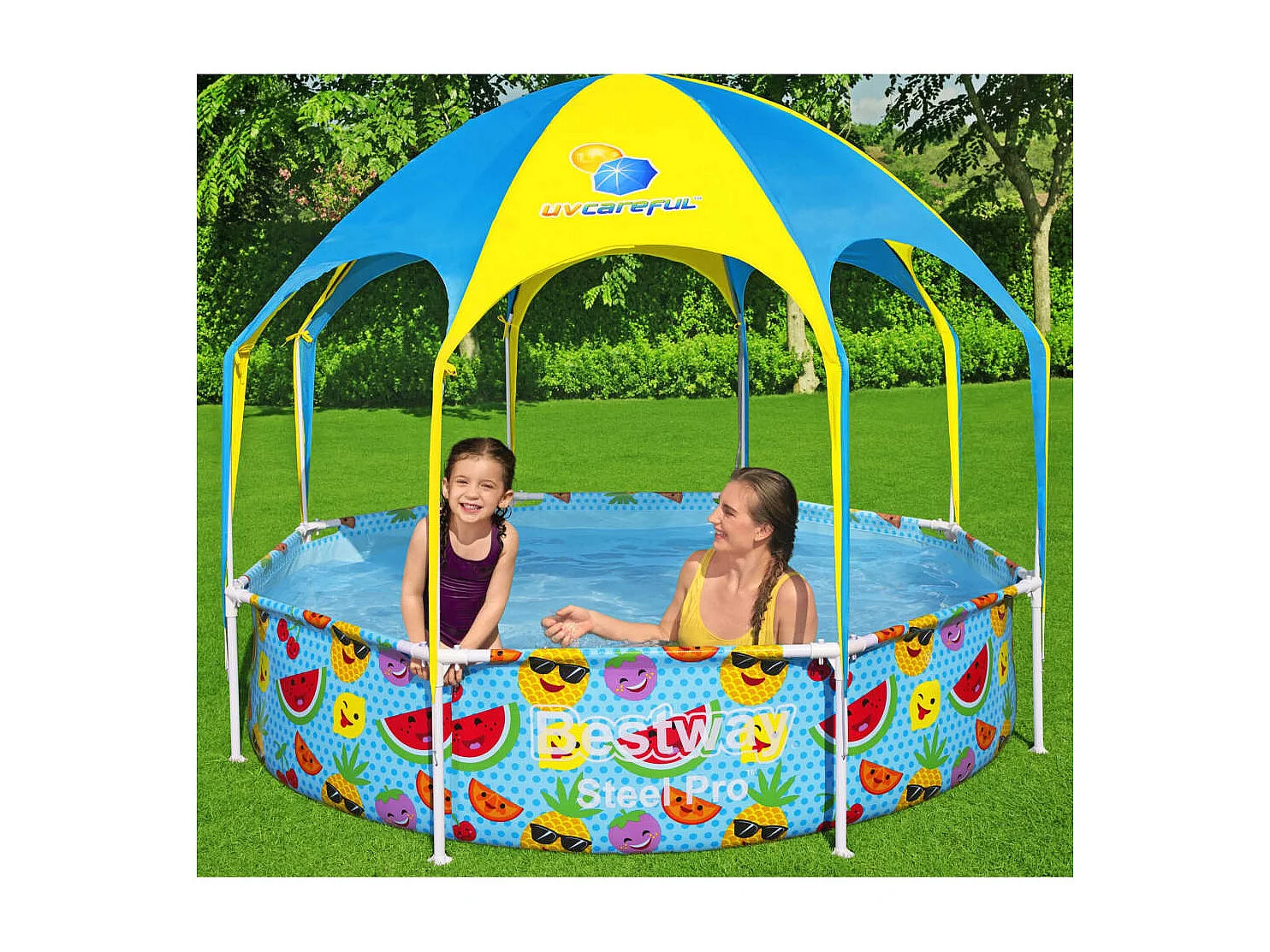 Piscine Hors-Sol Tubulaire pour Enfants Bestway Splash-In-Shade 244x51 cm avec Abri/Auvent