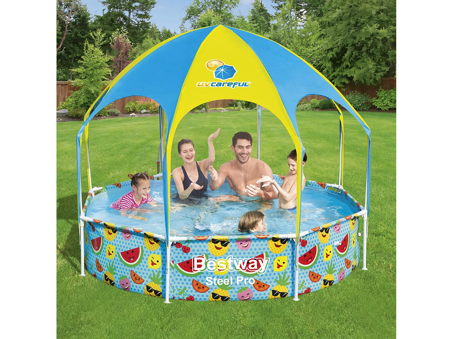Piscine Hors-Sol Tubulaire pour Enfants Bestway Splash-In-Shade 244x51 cm avec Abri/Auvent