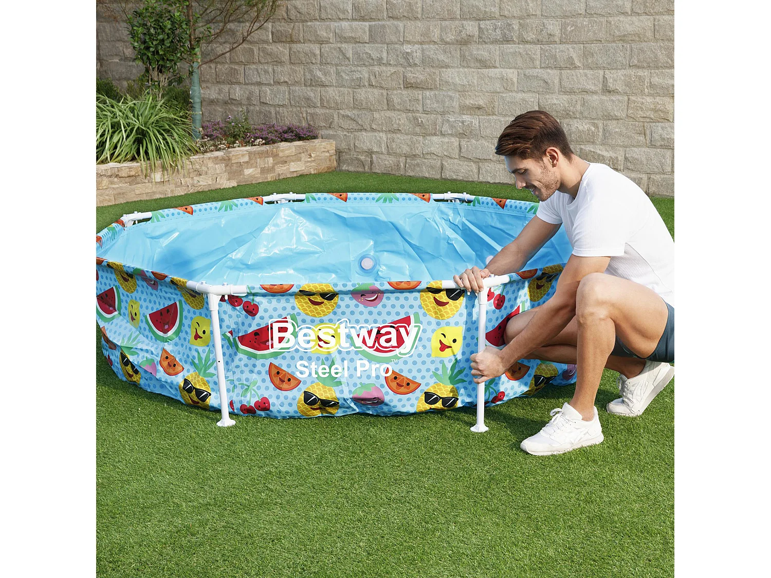 Piscine Hors-Sol Tubulaire pour Enfants Bestway Splash-In-Shade 244x51 cm avec Abri/Auvent