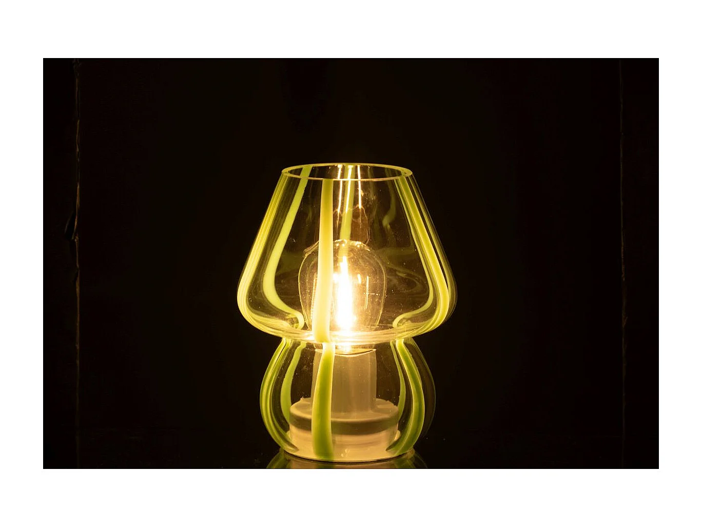 Lampe à Poser Rayures en Verre "Ophelie" 15cm Vert