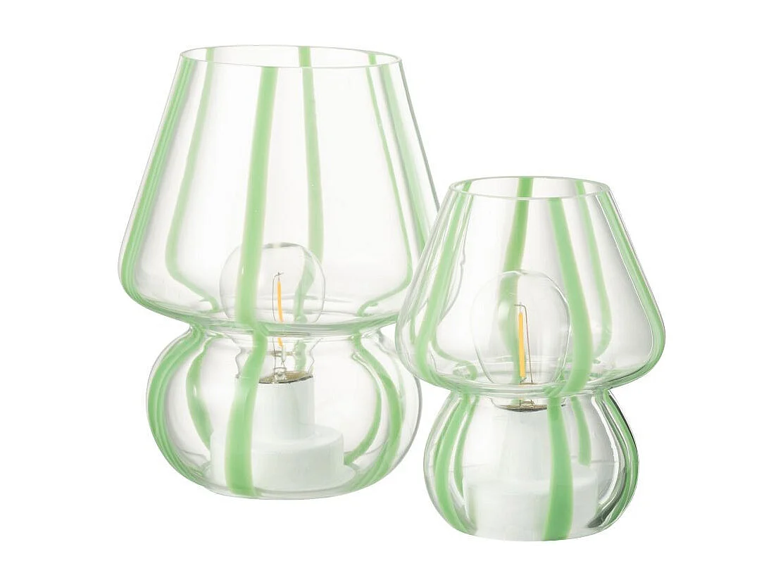 Lampe à Poser Rayures en Verre "Ophelie" 15cm Vert