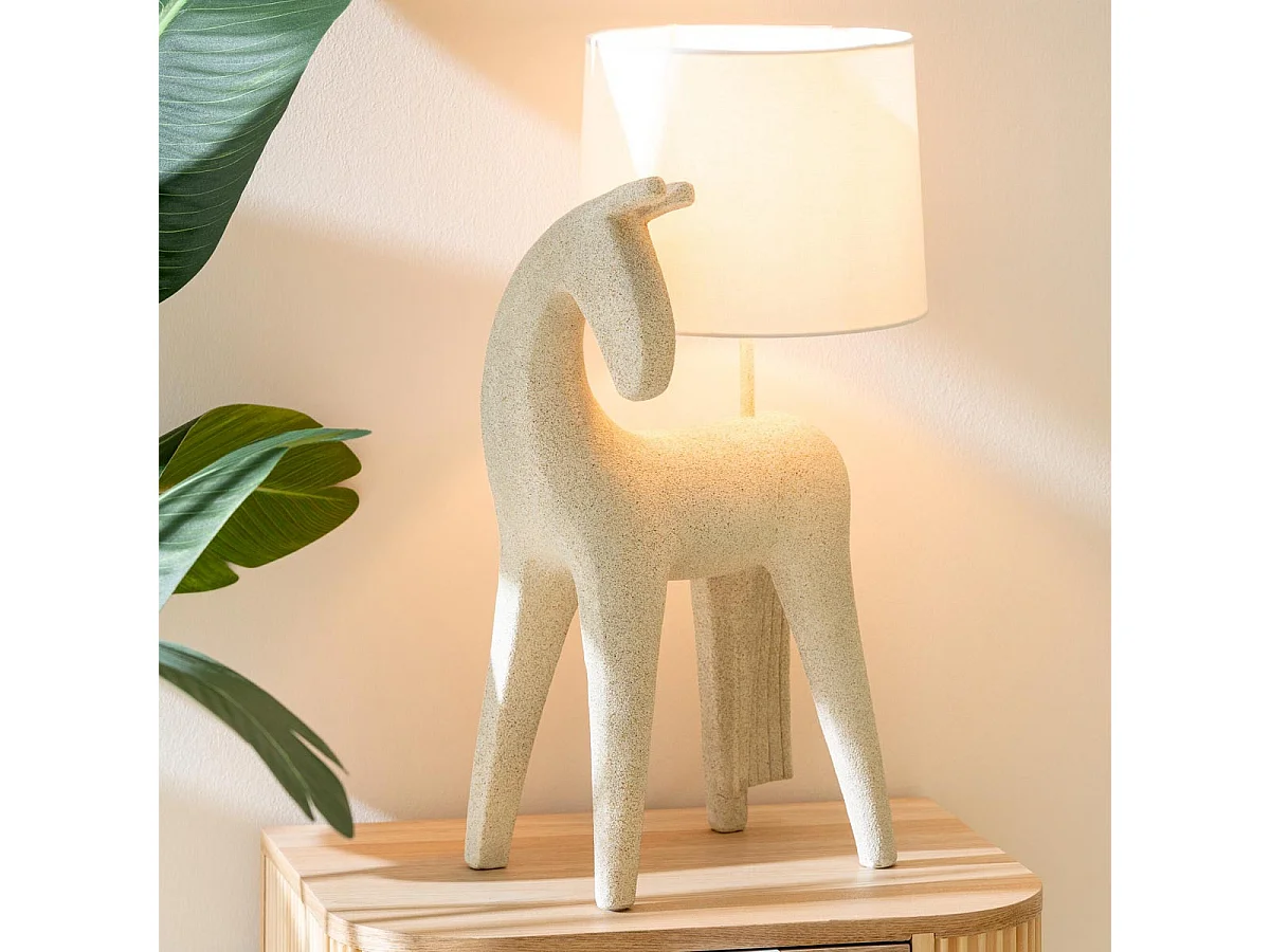 Lampe à Poser Cheval "Morris" 56cm Beige