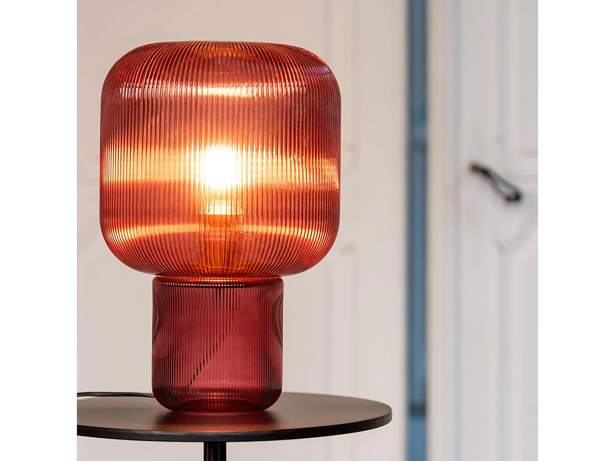 Lampe à Poser en Verre "Allyson" 42cm Rouge