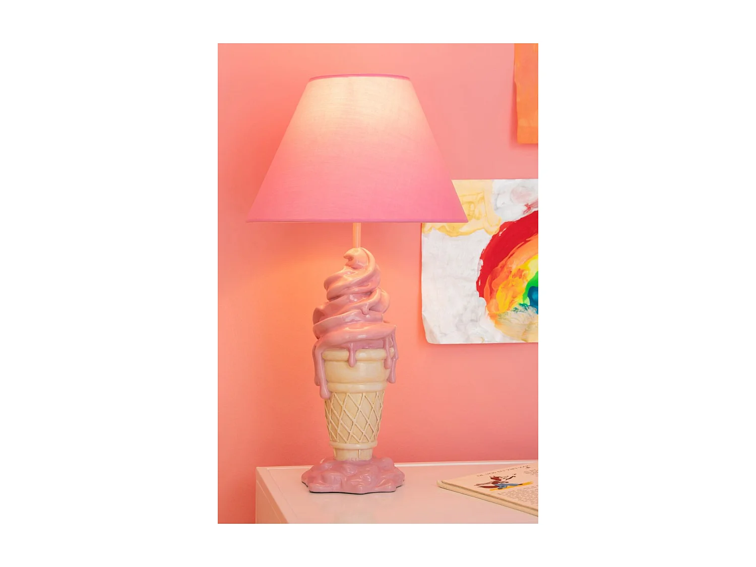 Lampe à Poser Enfant "Crème Glacée" 47cm Rose