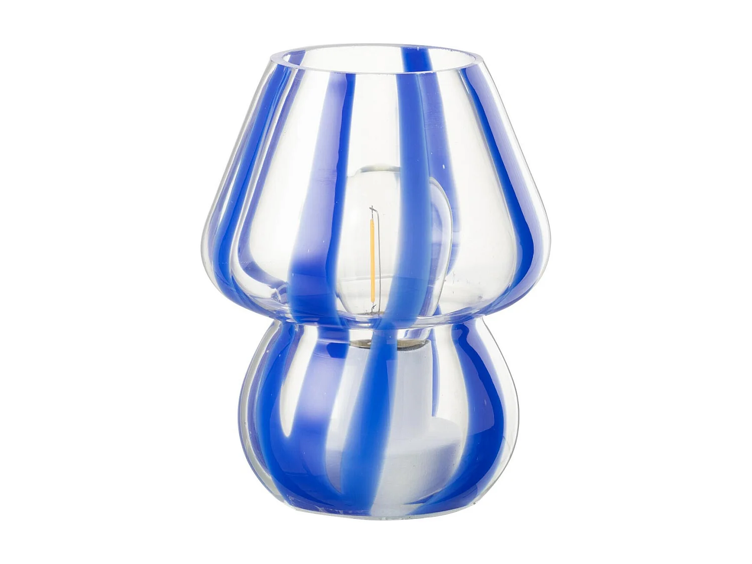 Lampe à Poser Rayures en Verre "Ophelie" 15cm Bleu