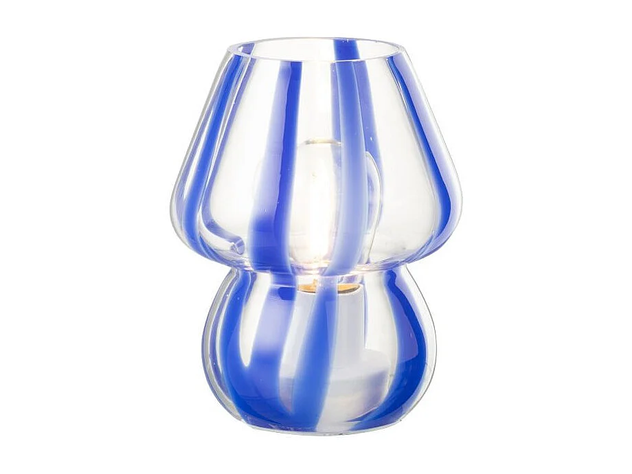 Lampe à Poser Rayures en Verre "Ophelie" 15cm Bleu