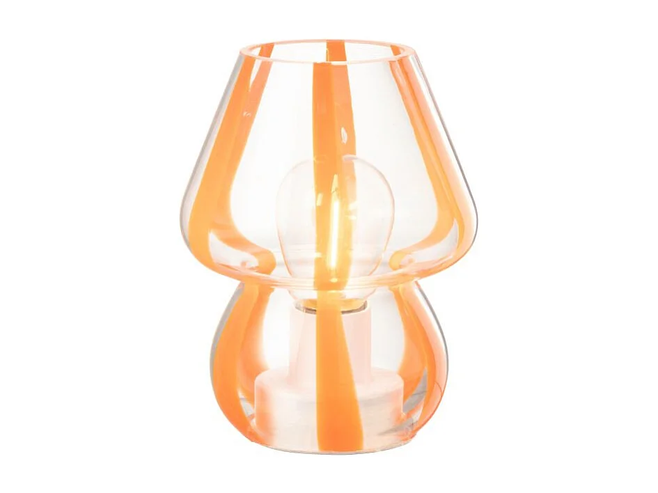 Lampe à Poser Rayures en Verre "Ophelie" 15cm Orange