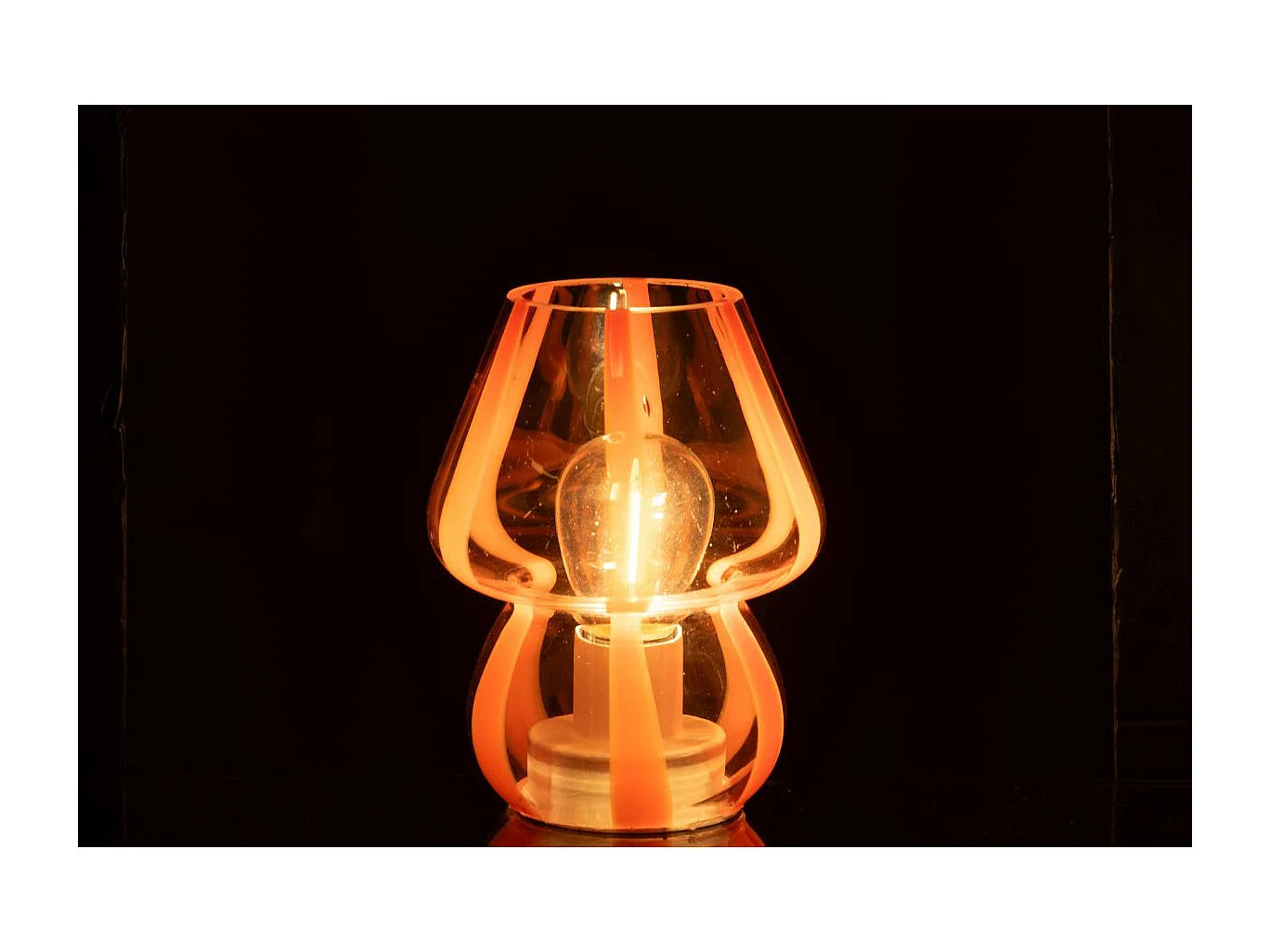 Lampe à Poser Rayures en Verre "Ophelie" 15cm Orange
