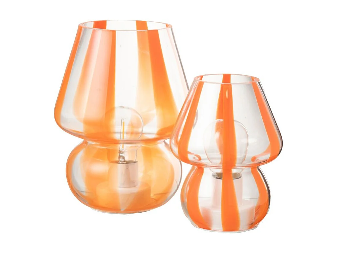 Lampe à Poser Rayures en Verre "Ophelie" 15cm Orange