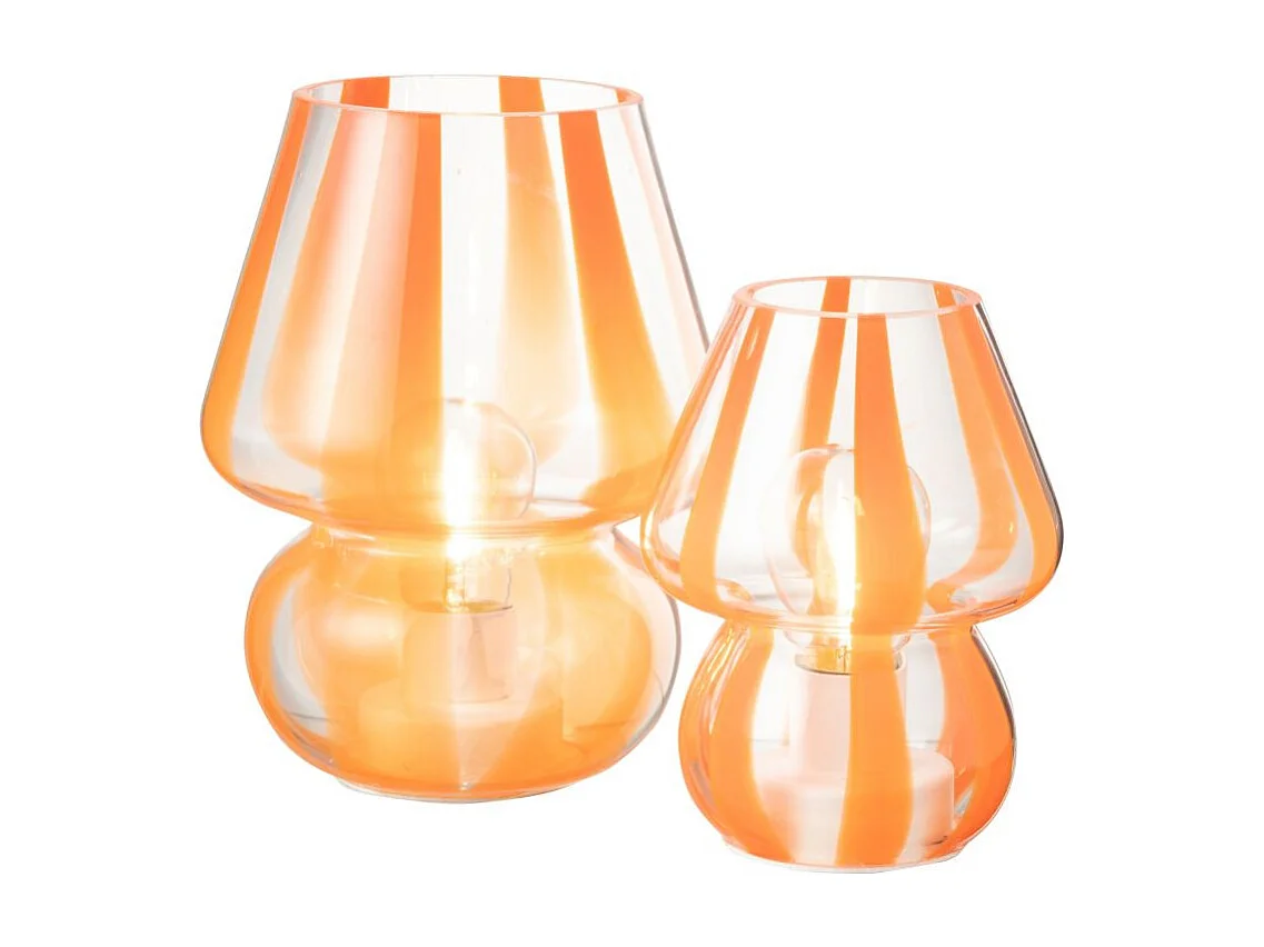 Lampe à Poser Rayures en Verre "Ophelie" 15cm Orange