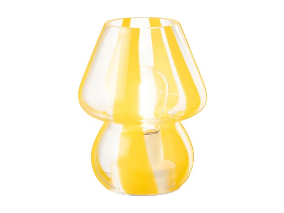 Lampe à Poser Rayures en Verre "Ophelie" 15cm Jaune
