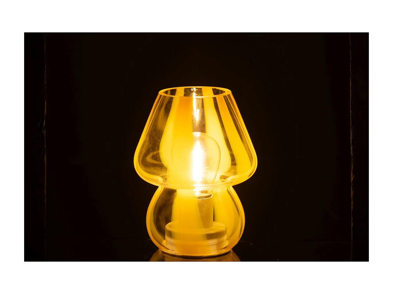 Lampe à Poser Rayures en Verre "Ophelie" 15cm Jaune