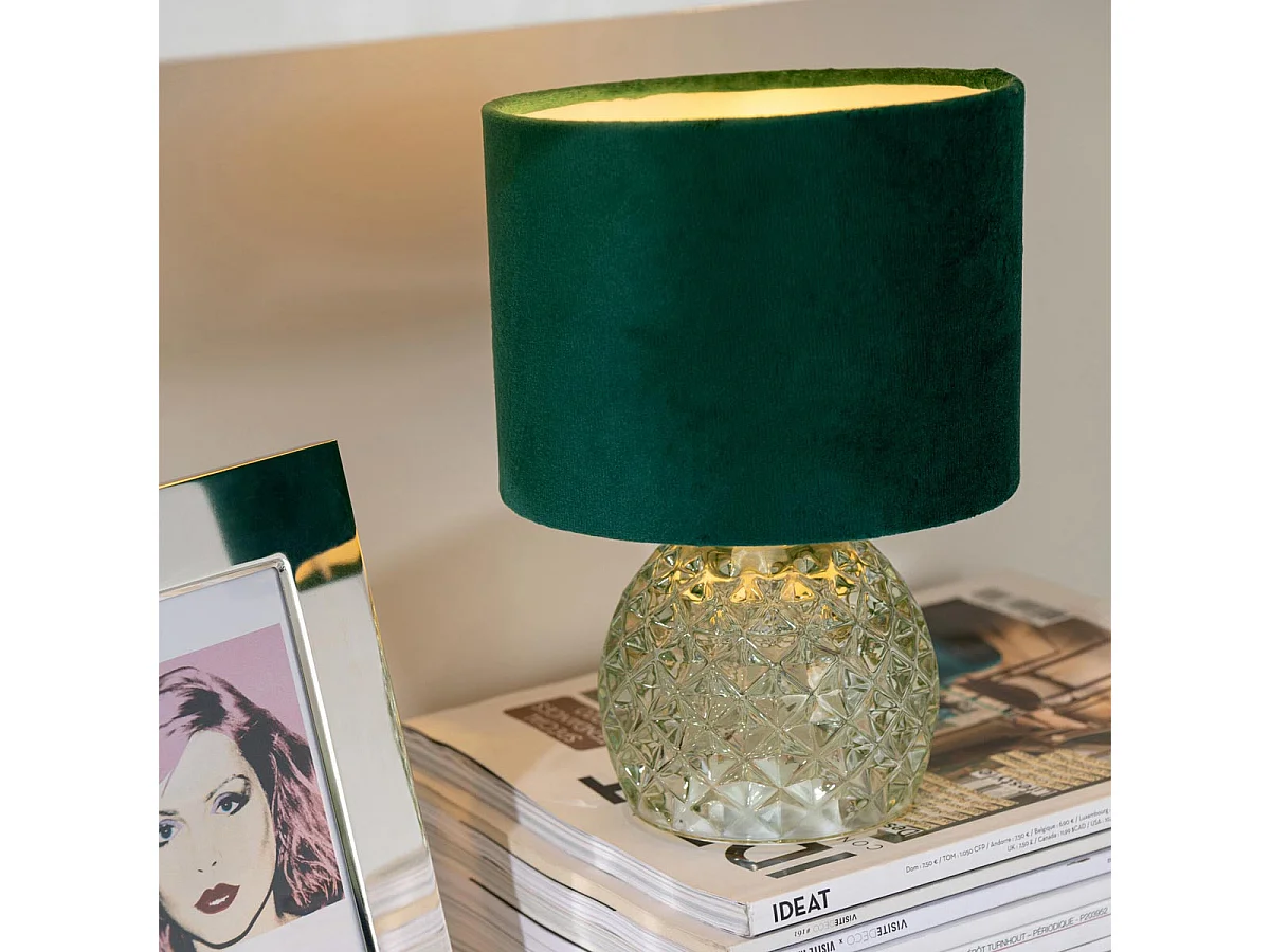 Lampe à Poser en Verre "LED" 23cm Vert Clair