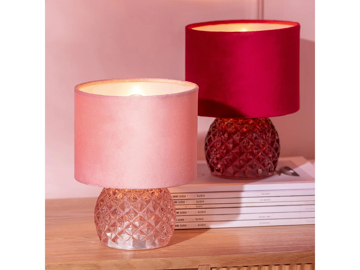 Lampe à Poser en Verre "LED" 23cm Rose Clair