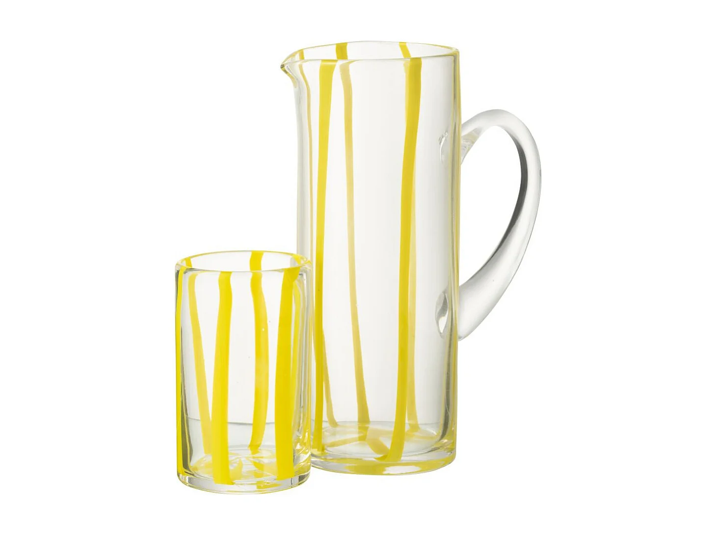 Carafe Rayures en Verre "Ophelie" 25cm Jaune
