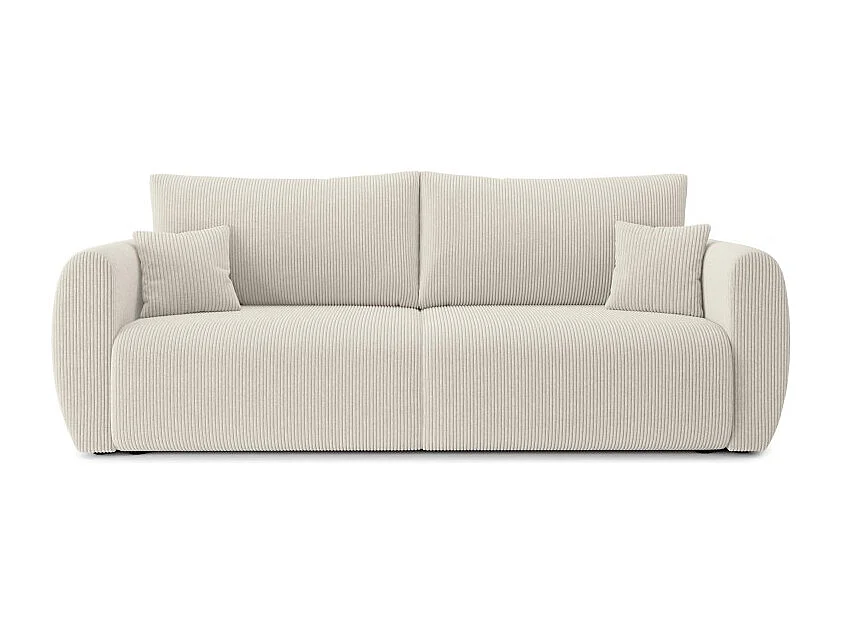 Canapé droit REFA convertible velours côtelé beige 3 places