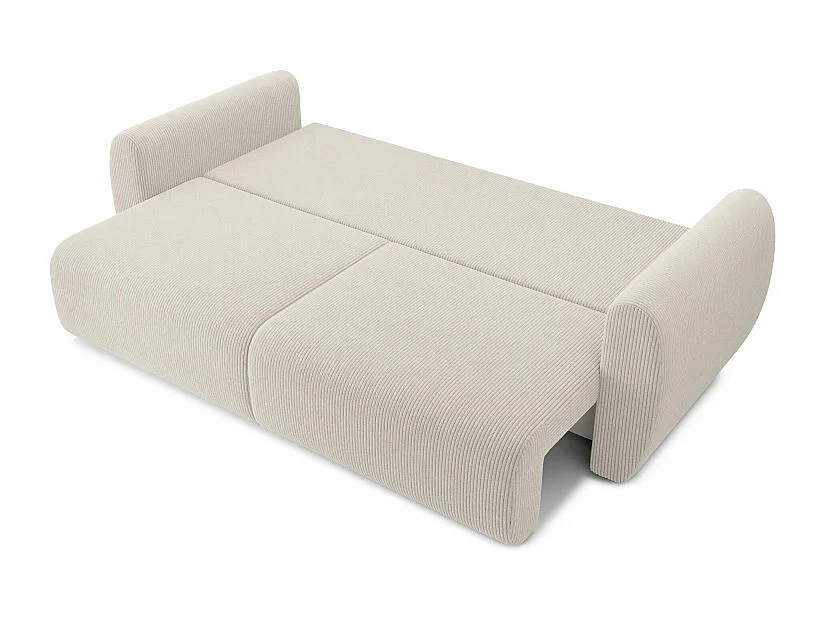 Canapé droit REFA convertible velours côtelé beige 3 places