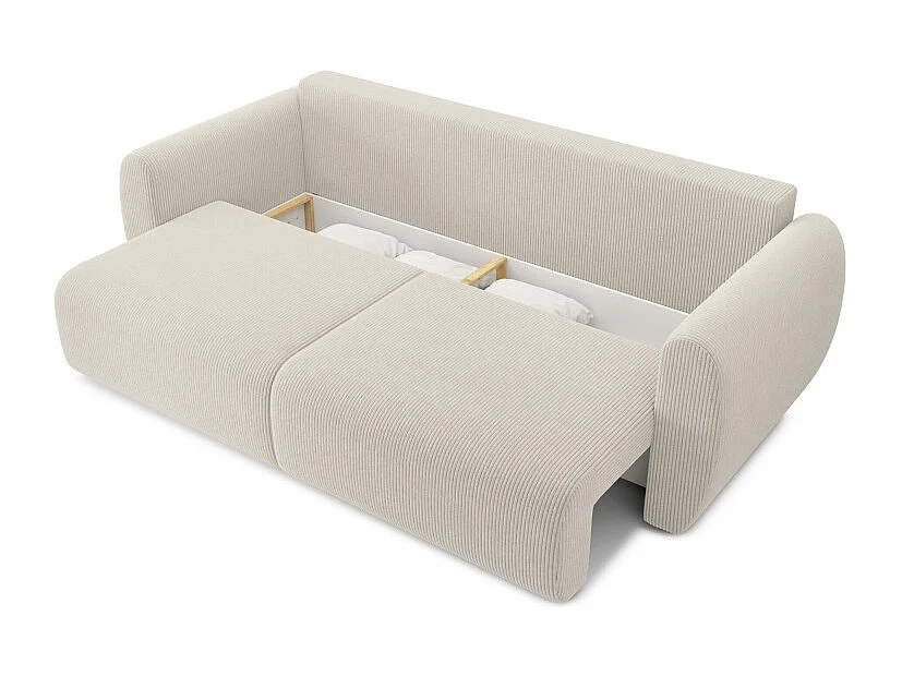 Canapé droit REFA convertible velours côtelé beige 3 places