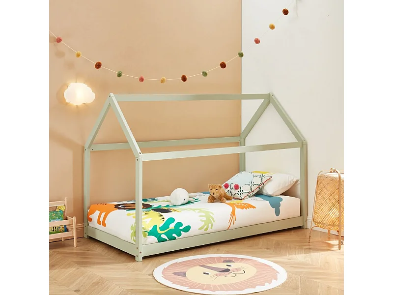 Lit enfant cabane TINY  pin vert  90x190 sommier inclus
