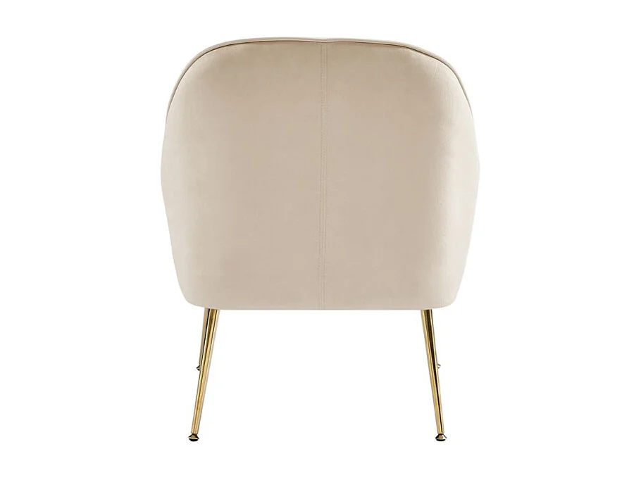 Fauteuil MARCELINO en velours beige avec piètement doré