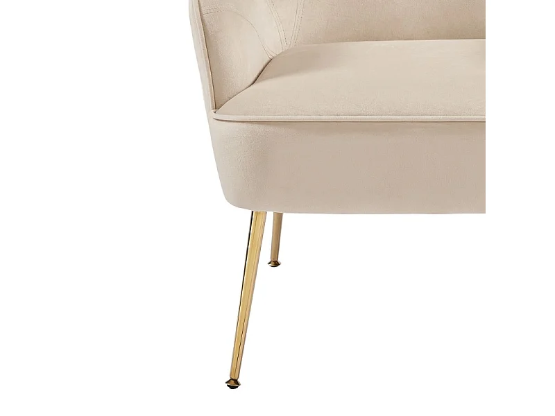 Fauteuil MARCELINO en velours beige avec piètement doré