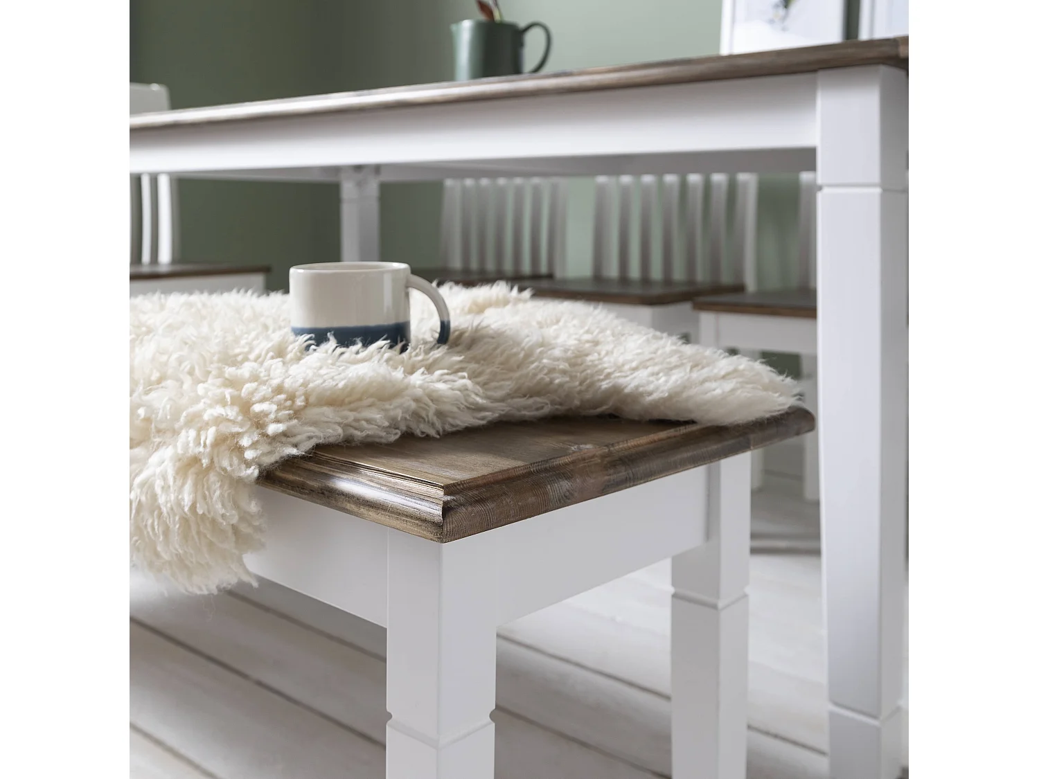 Noa & Nani Canterbury 180cm Hallway Bench Entryway in White and Dark Pine