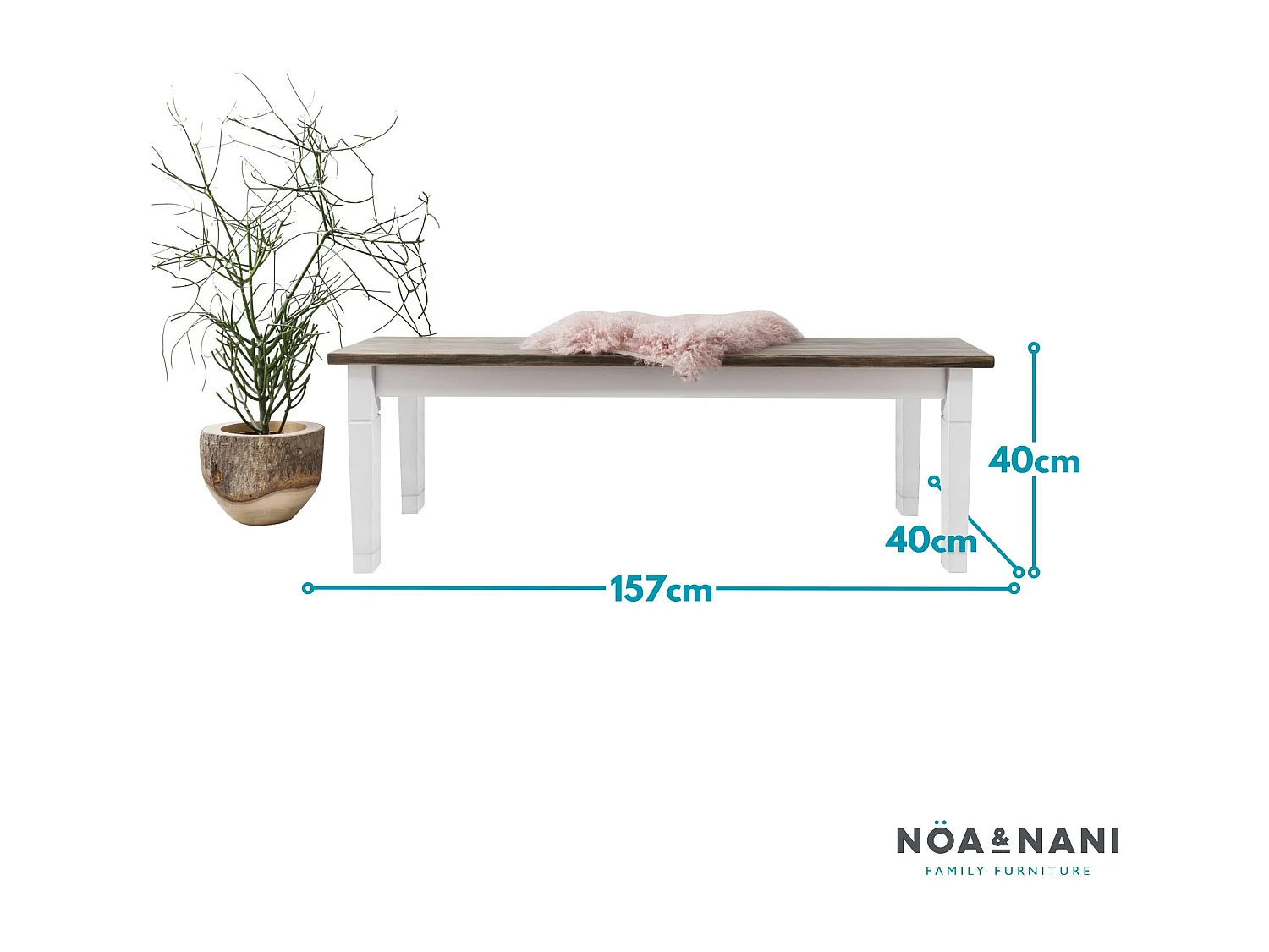 Noa & Nani Canterbury 180cm Hallway Bench Entryway in White and Dark Pine