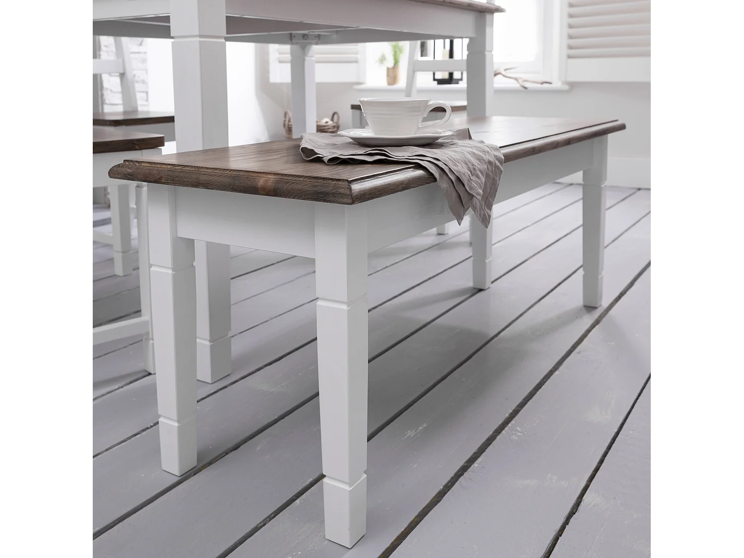 Noa & Nani Canterbury Bench Medium in White & Dark Pine