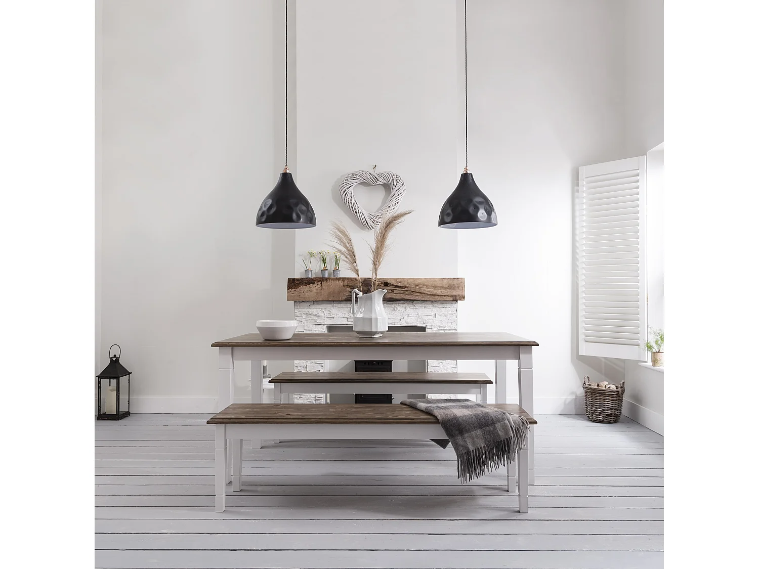 Noa & Nani Canterbury Bench Medium in White & Dark Pine