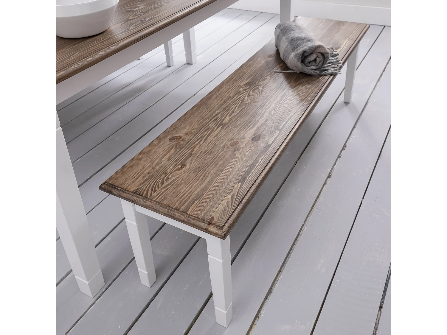 Noa & Nani Canterbury Bench Medium in White & Dark Pine