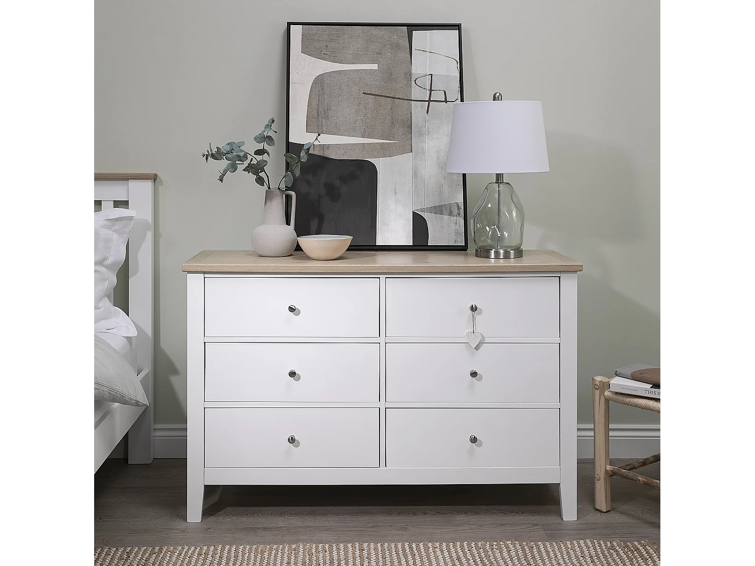 Noa & Nani Leines 6 Drawer Chest of Drawers in White & Oak