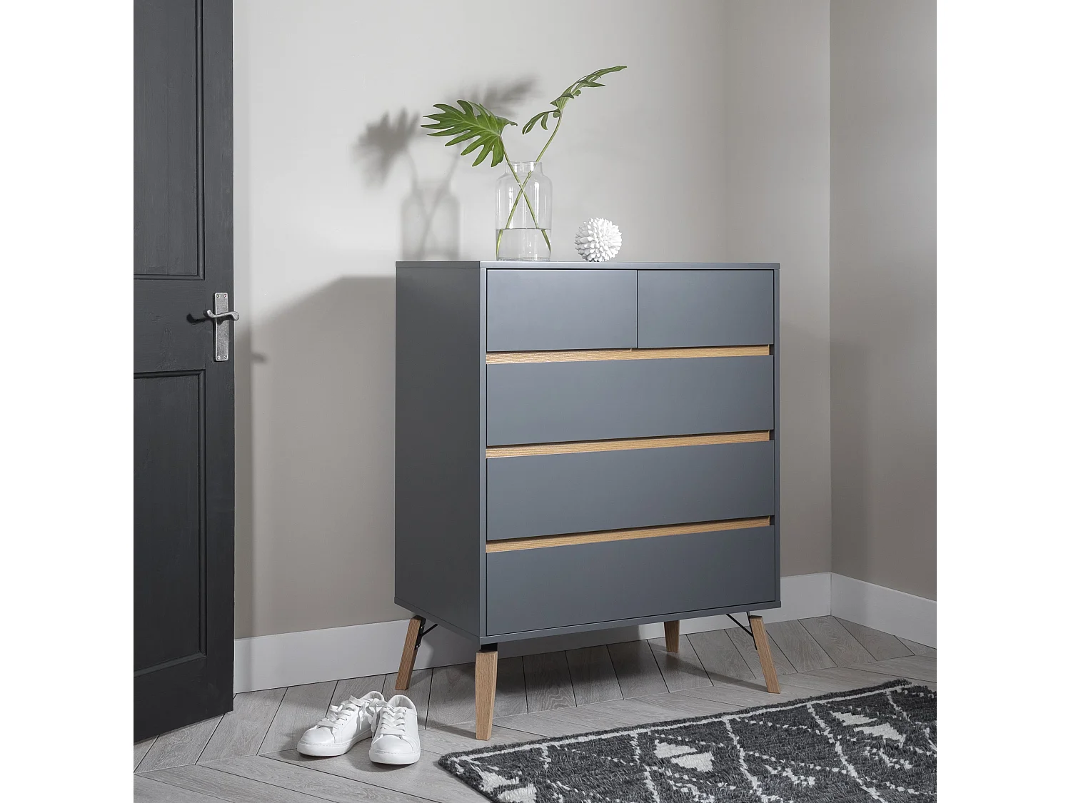 Noa & Nani Otto Chest of Drawers 3+2 Drawer in Silk Grey