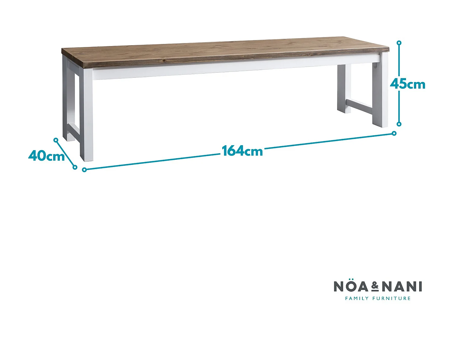 Noa & Nani Hever Bench in White and Dark Pine