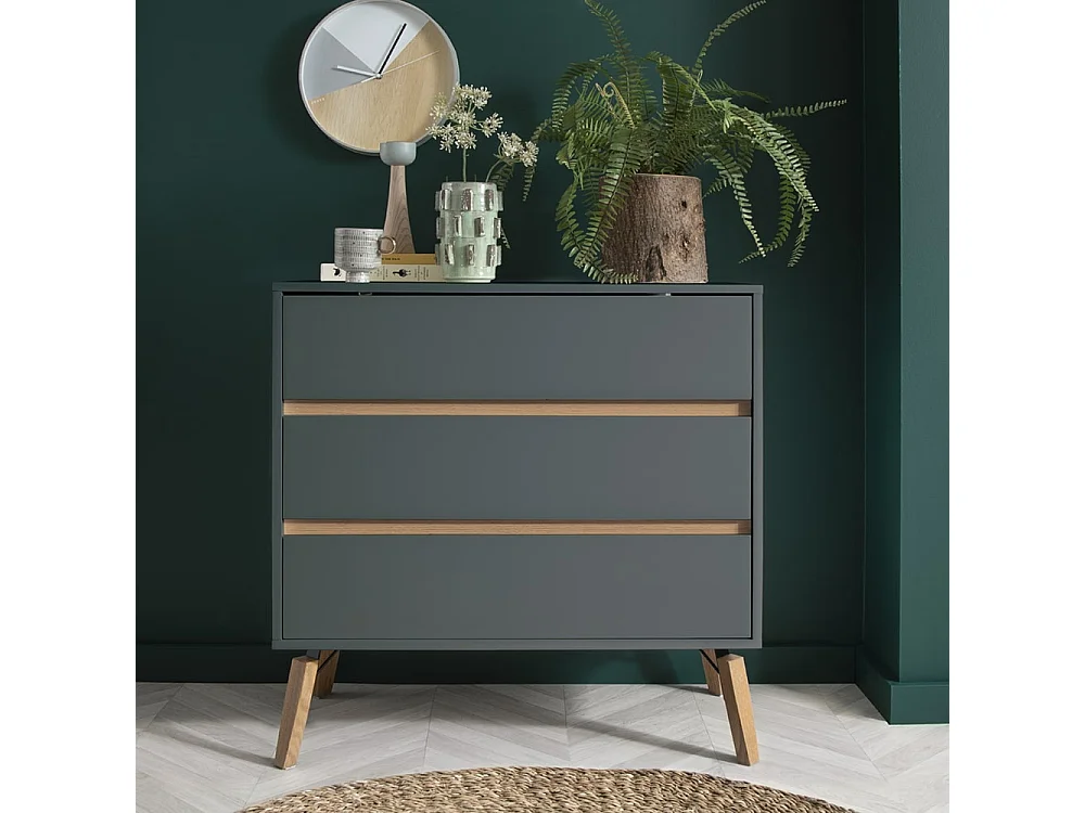 Noa & Nani Otto Chest of Drawers Wide 3 Drawer in Grey