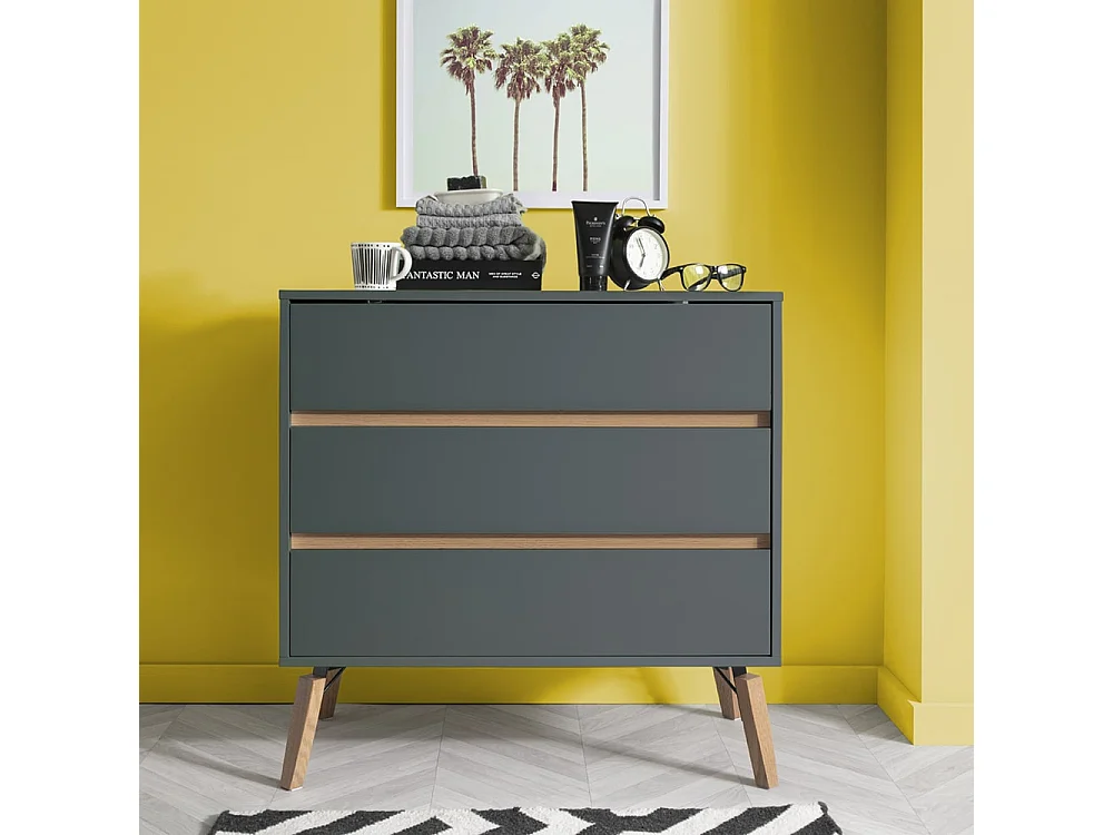 Noa & Nani Otto Chest of Drawers Wide 3 Drawer in Grey