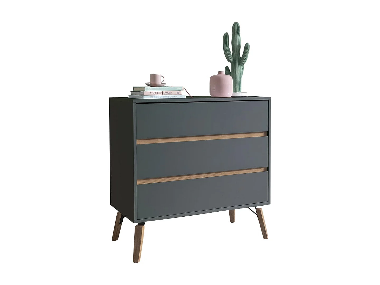 Noa & Nani Otto Chest of Drawers Wide 3 Drawer in Grey