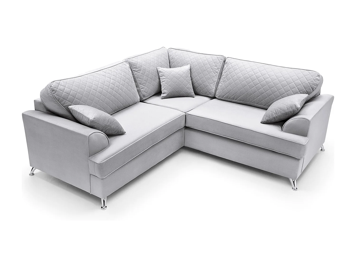 Ferguson Fabric Corner Sofa in Light Grey Velvet