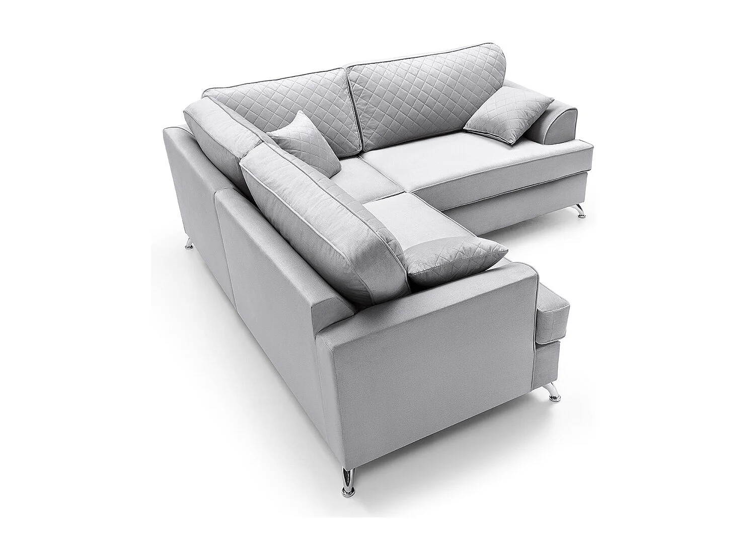 Ferguson Fabric Corner Sofa in Light Grey Velvet