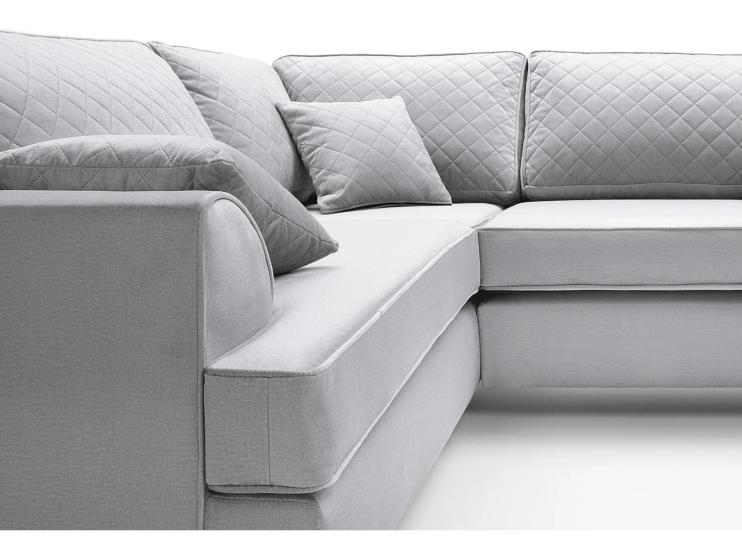 Ferguson Fabric Corner Sofa in Light Grey Velvet
