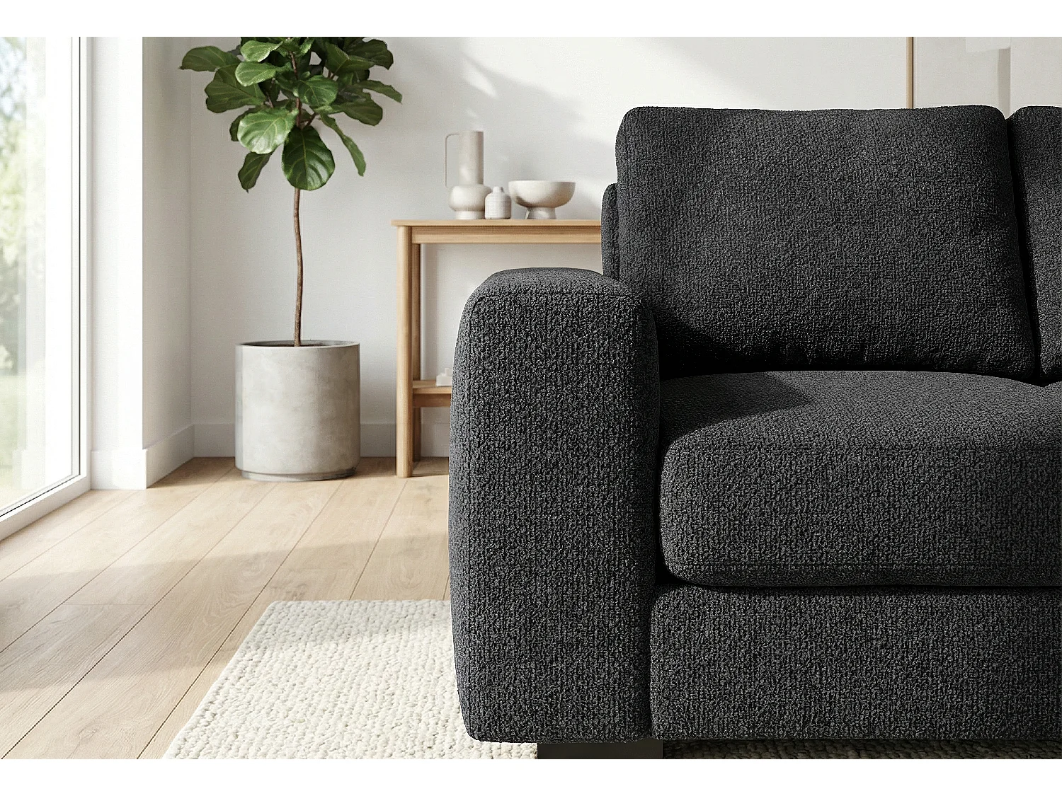 Boston Basket Weave 2 Seater Sofa in Black