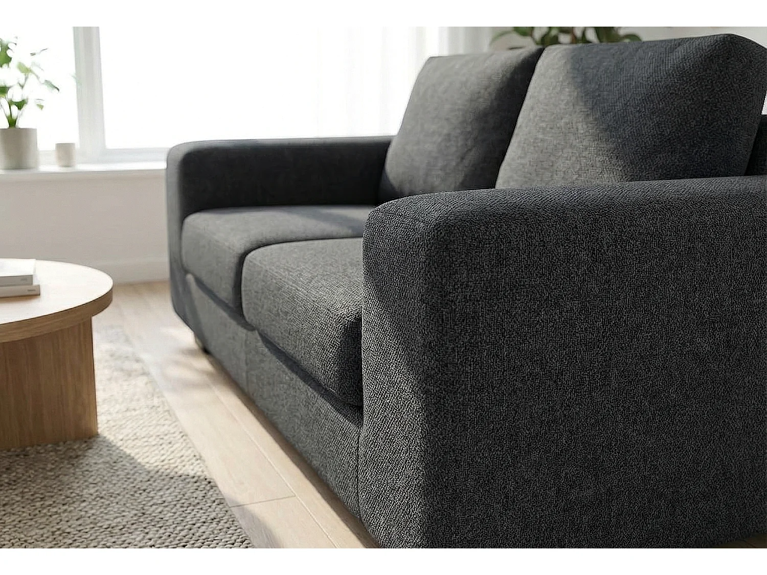 Boston Basket Weave 2 Seater Sofa in Black