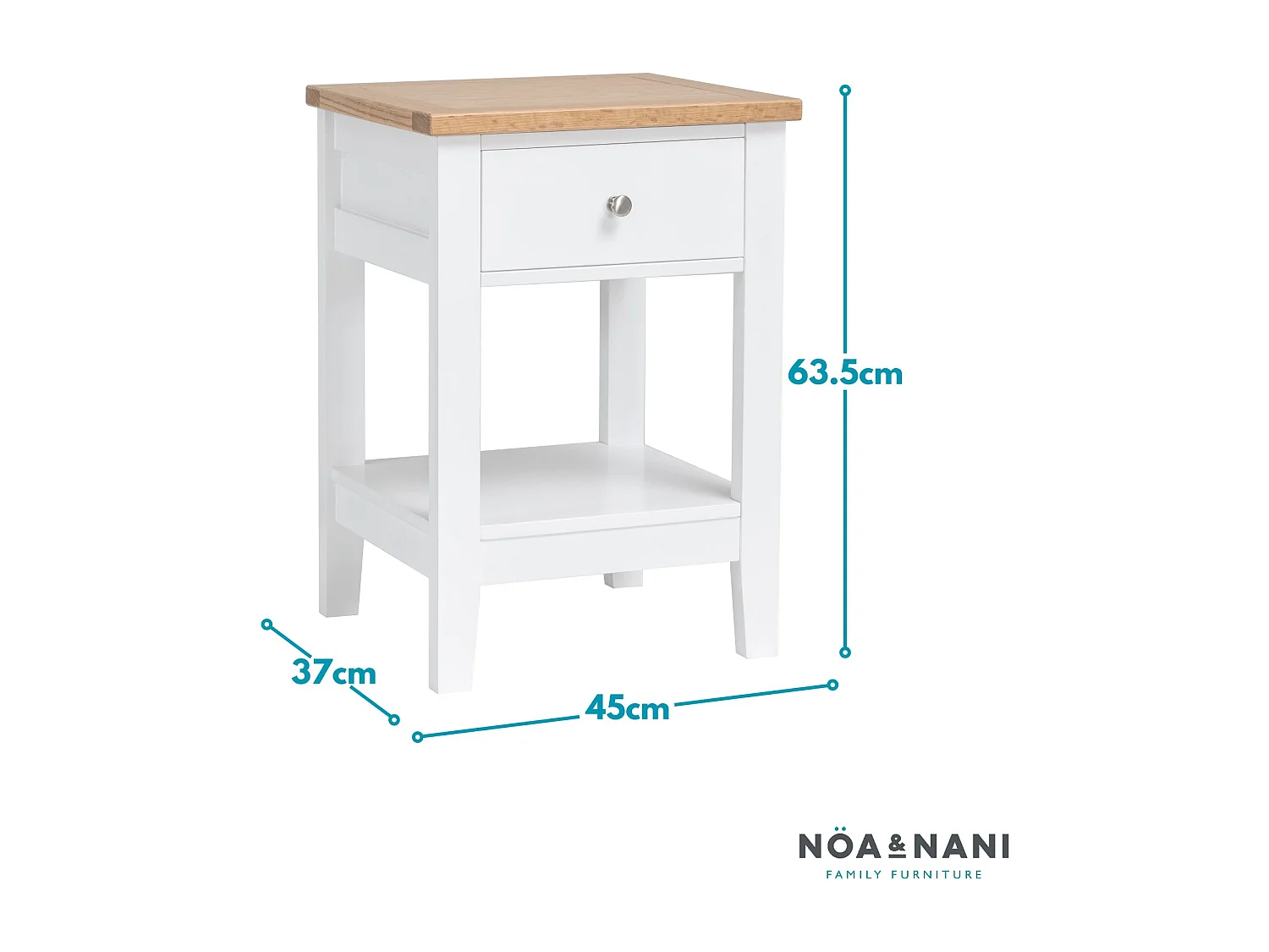 Noa & Nani Leines 1 Drawer Bedside Table in White & Oak