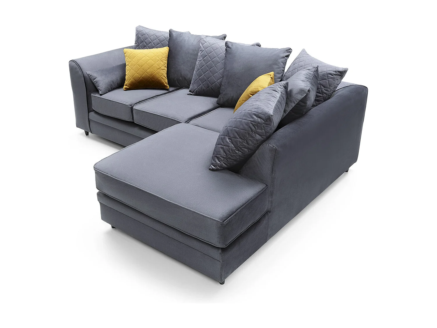Chicago Velvet Right Facing Corner Sofa in Dark Grey