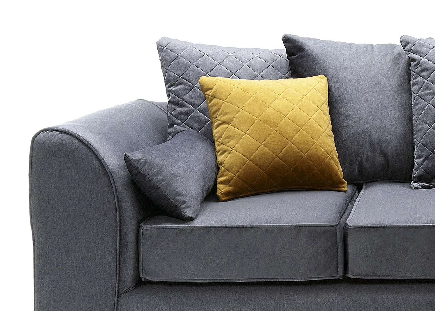 Chicago Velvet Right Facing Corner Sofa in Dark Grey