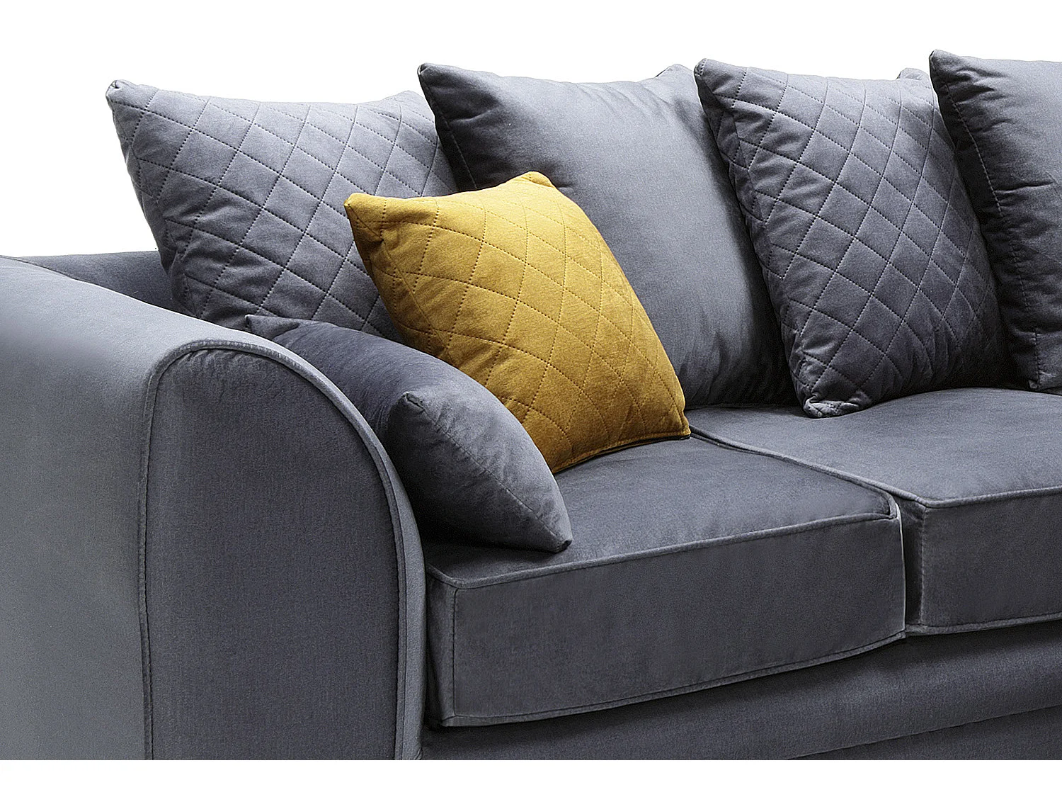 Chicago Velvet Right Facing Corner Sofa in Dark Grey